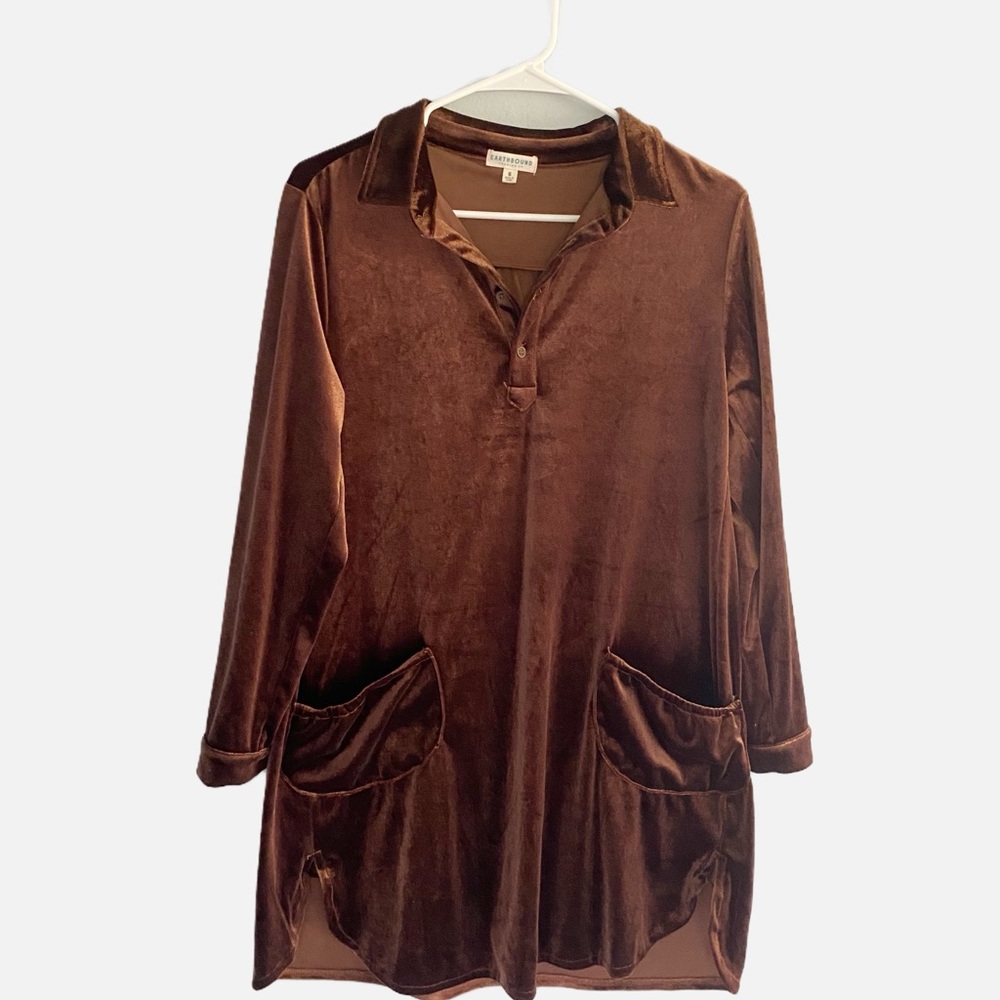 Earthbound Brown Velvet Tunic Dress
